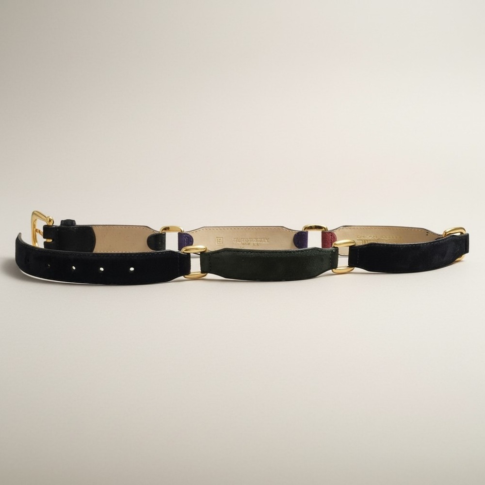 Fossil Vintage Multi-Color Suede Leather Link Belt Gold Buckle BT506600103 L